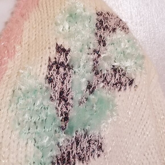 Ginenne Womens Vintage Sweater Size M Embellished Leaves Pullover Pastel - Picture 4 of 13